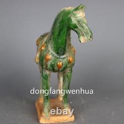 Chinese Tang Sancai Porcelain Pottery Fengshui Zodiac Horse War-horse Statue AQ1