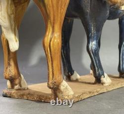 Chinese Tang Style Porcelain Horse Figurine Sancai Glaze Multicolor Saddle