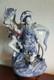 Chinese Very Collectible Oriental Bombay Blue White Porcelain Statue Man & Horse