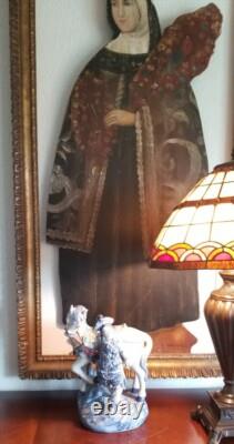 Chinese Very collectible ORIENTAL BOMBAY BLUE WHITE PORCELAIN statue Man & Horse