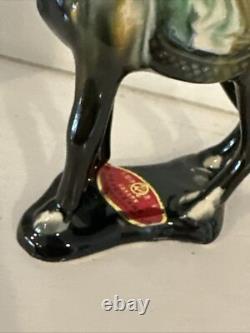 Chinese War Horses Tang Style Sancai Drip Tri Glaze Ceramic Statue Figurines EUC