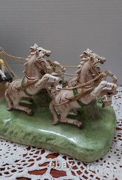 Cinderella Horses & Carriage Capodimonte Italy N2166 Porcelain Blue Crown Mark