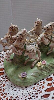 Cinderella Horses & Carriage Capodimonte Italy N2166 Porcelain Blue Crown Mark