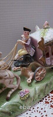 Cinderella Horses & Carriage Capodimonte Italy N2166 Porcelain Blue Crown Mark