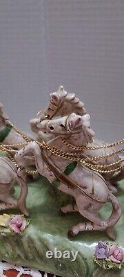 Cinderella Horses & Carriage Capodimonte Italy N2166 Porcelain Blue Crown Mark