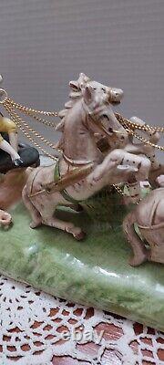 Cinderella Horses & Carriage Capodimonte Italy N2166 Porcelain Blue Crown Mark