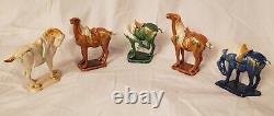 Collectible Chinese Sancai horses, different glazes, Chinese pottery