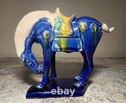 Collectible Lot of 7 Vintage Chinese Glazed Ceramic Tang War Horses