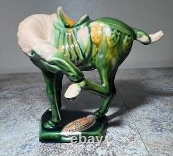 Collectible Lot of 7 Vintage Chinese Glazed Ceramic Tang War Horses