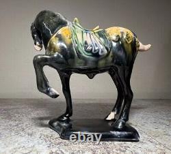 Collectible Lot of 7 Vintage Chinese Glazed Ceramic Tang War Horses