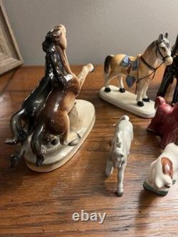 Collection Of 12 Vintage Porcelain Horses. Various Sizes. 1930s-1950s