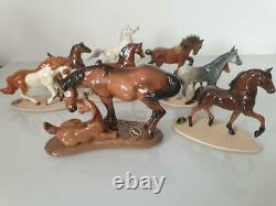 Collection of 8 x Hagen Renaker Mini Horse Figures on Bases