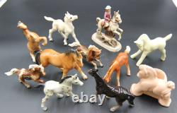 Collection of Porcelain Horse Figurines in Various Poses, Colors, and Sizes