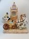 Colonial Horse Drawn Carriage Figurine Statue Porcelain Clock Holder Vintage
