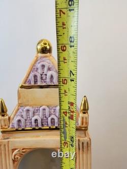 Colonial Horse Drawn Carriage Figurine Statue Porcelain Clock Holder Vintage