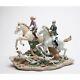 Colorful Porcelain Call Of The Hunt Horse, Dog, Man, Woman, Figurine-20850-nais