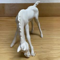 Cor W. Germany Ceramic Horse, White, Figure, Repaired Tail, Horse Eating