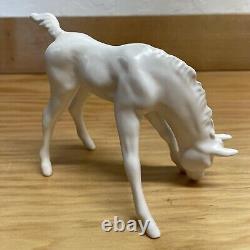 Cor W. Germany Ceramic Horse, White, Figure, Repaired Tail, Horse Eating