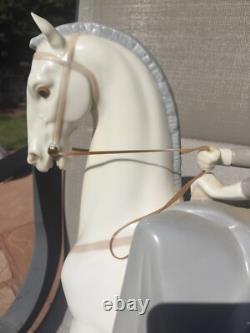 Crafted by Artist Lladro, Woman on Horse, Glossy Porcelain Figurine, Statuette