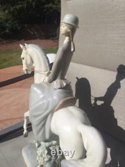 Crafted by Artist Lladro, Woman on Horse, Glossy Porcelain Figurine, Statuette