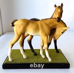 Cybis 2 Colts Darby & Joan Porcelain Horses + Wood Stand Ltd Edition 1969-73