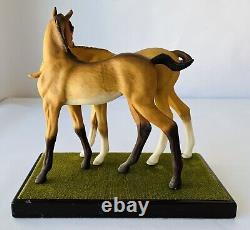 Cybis 2 Colts Darby & Joan Porcelain Horses + Wood Stand Ltd Edition 1969-73