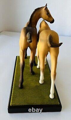 Cybis 2 Colts Darby & Joan Porcelain Horses + Wood Stand Ltd Edition 1969-73