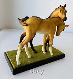 Cybis 2 Colts Darby & Joan Porcelain Horses + Wood Stand Ltd Edition 1969-73