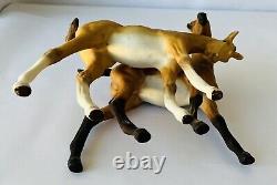 Cybis 2 Colts Darby & Joan Porcelain Horses + Wood Stand Ltd Edition 1969-73