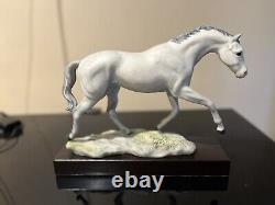 Cybis Porcelain Chestnut Galloping Stallion Horse Figure on Wood Base