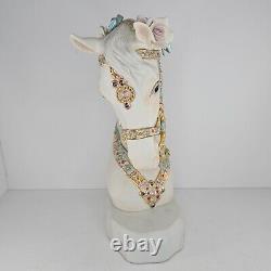 Cybis Porcelain Horse Head Bust Figurine Floral Accents Satin Decorated On Base