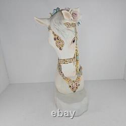 Cybis Porcelain Horse Head Bust Figurine Floral Accents Satin Decorated On Base