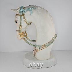 Cybis Porcelain Horse Head Bust Figurine Floral Accents Satin Decorated On Base