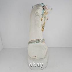 Cybis Porcelain Horse Head Bust Figurine Floral Accents Satin Decorated On Base