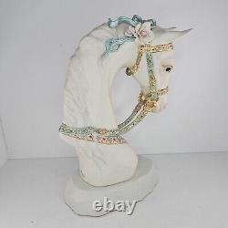 Cybis Porcelain Horse Head Bust Figurine Floral Accents Satin Decorated On Base