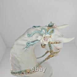 Cybis Porcelain Horse Head Bust Figurine Floral Accents Satin Decorated On Base