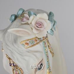 Cybis Porcelain Horse Head Bust Figurine Floral Accents Satin Decorated On Base