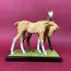 Cybis Porcelain Horses Darby And Joan On A Wooden Base With Velvet, 9.5 High