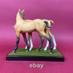 Cybis Porcelain Horses Darby And Joan On A Wooden Base With Velvet, 9.5 High