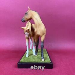 Cybis Porcelain Horses Darby And Joan On A Wooden Base With Velvet, 9.5 High