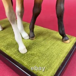 Cybis Porcelain Horses Darby And Joan On A Wooden Base With Velvet, 9.5 High