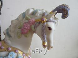 Cybis hand painted porcelain carousel horse on stand #66