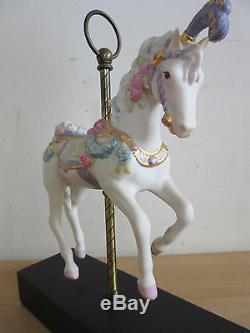 Cybis hand painted porcelain carousel horse on stand #66