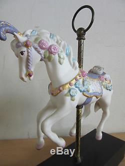 Cybis hand painted porcelain carousel horse on stand #66