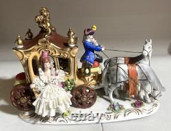 Dresden Lace Cinderella Before The Stroke Of Midnight Coach Horses Figurine AsIs