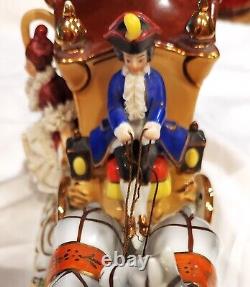 Dresden Porcelain Grouping 6065 Figurine Lacy Ladies Coachman Carriage Horses