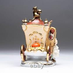 Dresden Porcelain Horse-Drawn Carriage Lady with Lace Dress Figural Group #6065