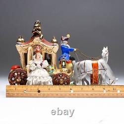 Dresden Porcelain Horse-Drawn Carriage Lady with Lace Dress Figural Group #6065