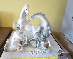 ELABORATE LLADRO # 1021 HORSE'S GROUP 3 LARGE WILD STALLIONS/MINT withO. BOX