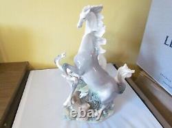 ELABORATE LLADRO # 1021 HORSE'S GROUP 3 LARGE WILD STALLIONS/MINT withO. BOX